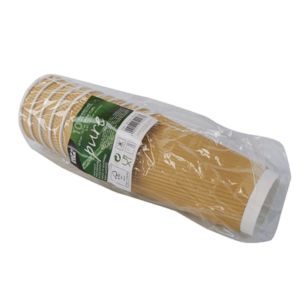 10 Trinkbecher, Pappe 0,4 l Ø 9 cm · 13,7 cm Ripple Wall