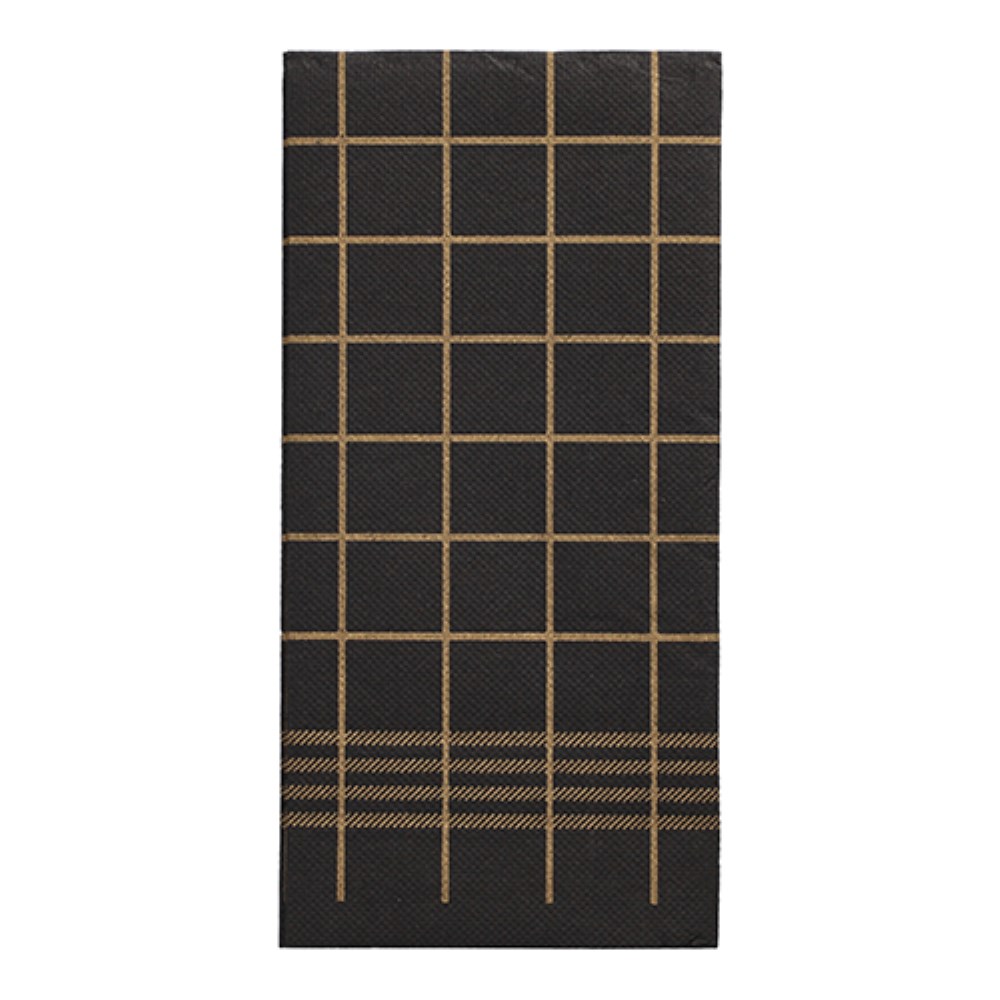30 Servietten, 2-lagig "PUNTO" 1/8-Falz 39 cm x 40 cm schwarz/gold "Kitchen Towel"