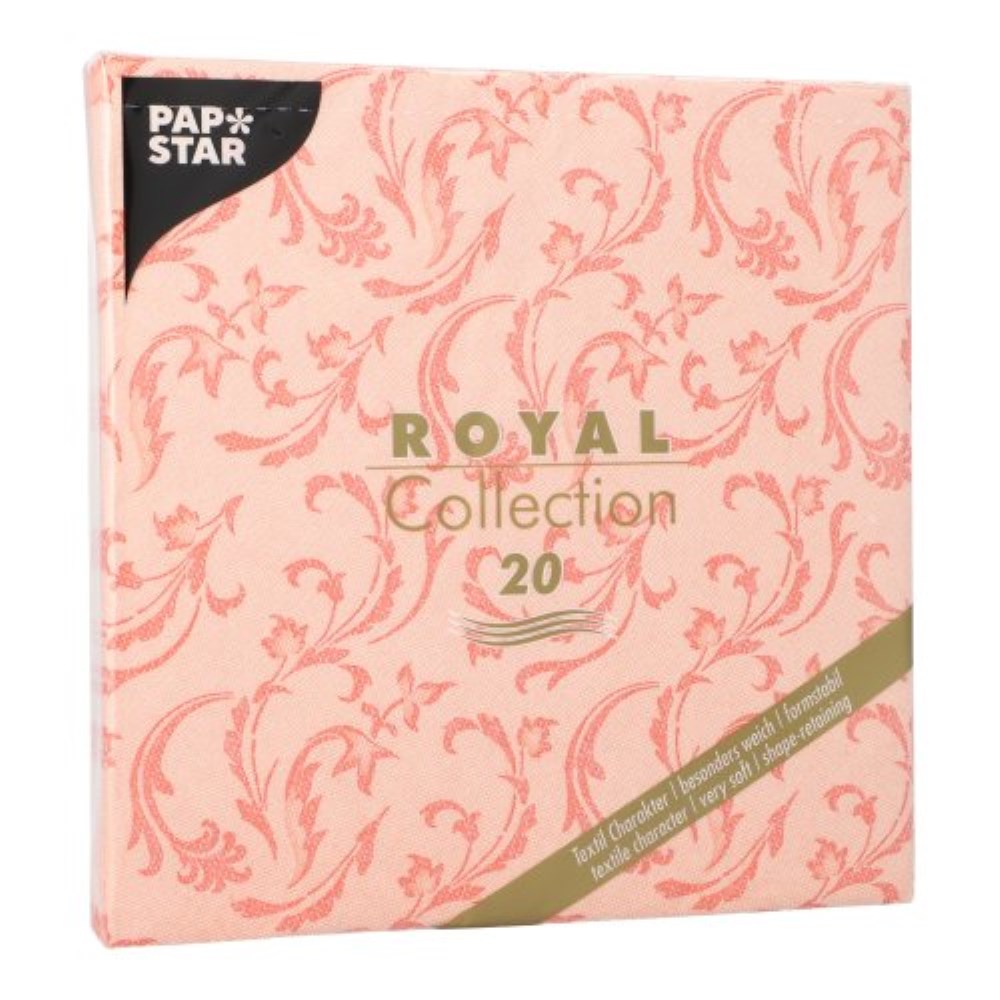 20 Servietten "ROYAL Collection" 1/4-Falz 40 cm x 40 cm nektarine "Damascato"