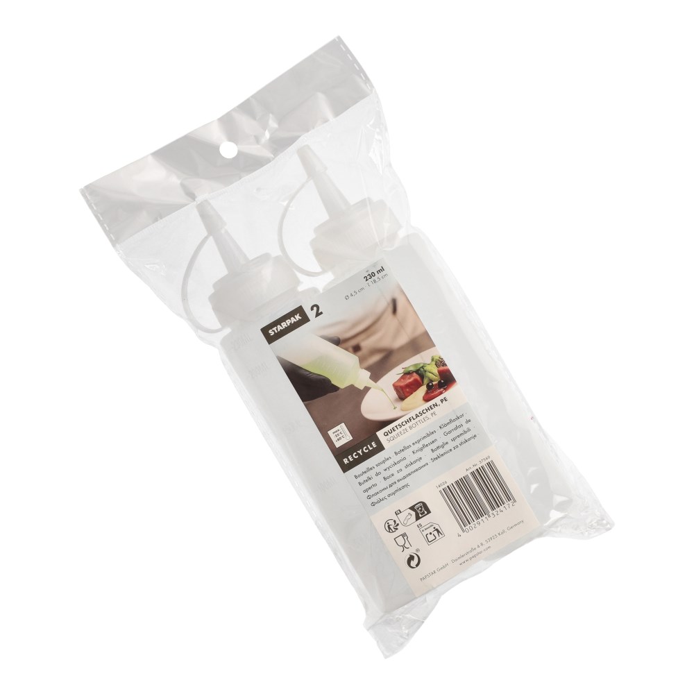 2 Quetschflaschen LDPE (virgin) 230 ml Ø 4,5 cm · 18,5 cm transparent