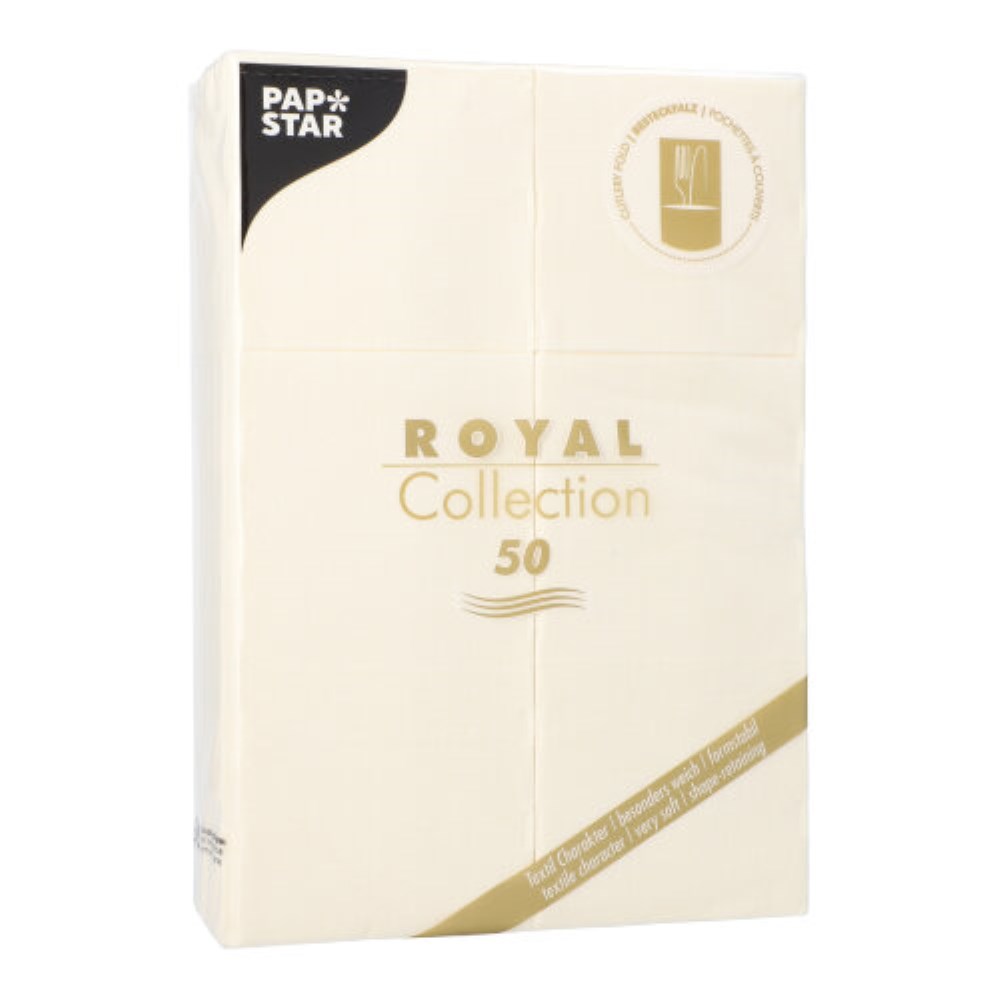 50 Servietten "ROYAL Collection" 48 cm x 30 cm champagner mit Besteckfalz