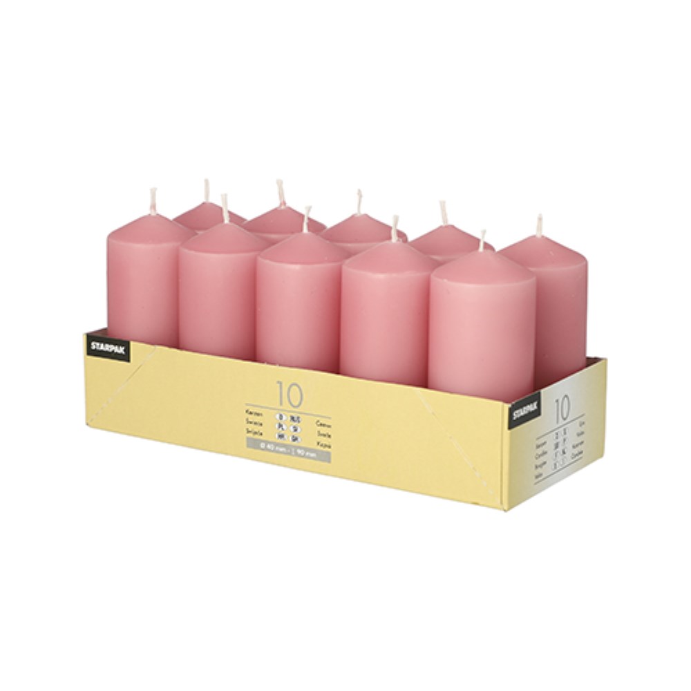 10 Stumpenkerzen Ø 40 mm · 90 mm altrosa