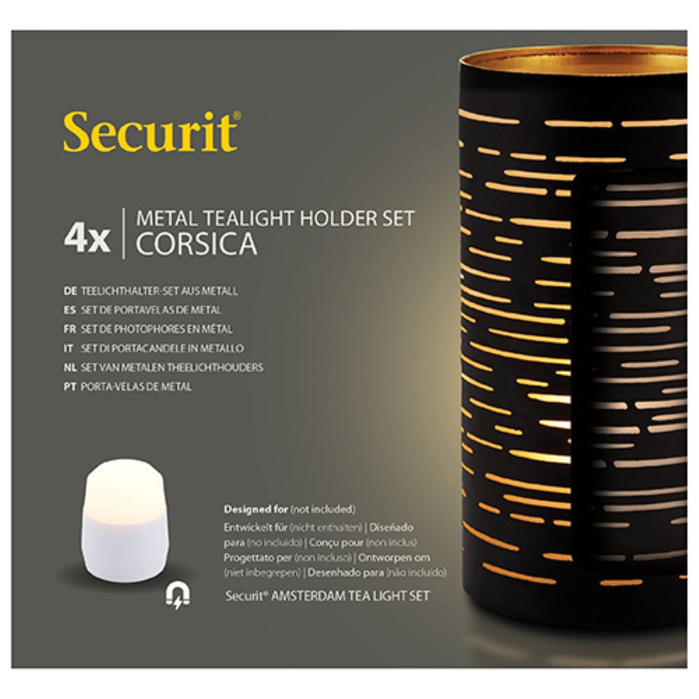 4 Kerzenhalter Ø 8 cm · 15 cm schwarz/gold "Corsica"