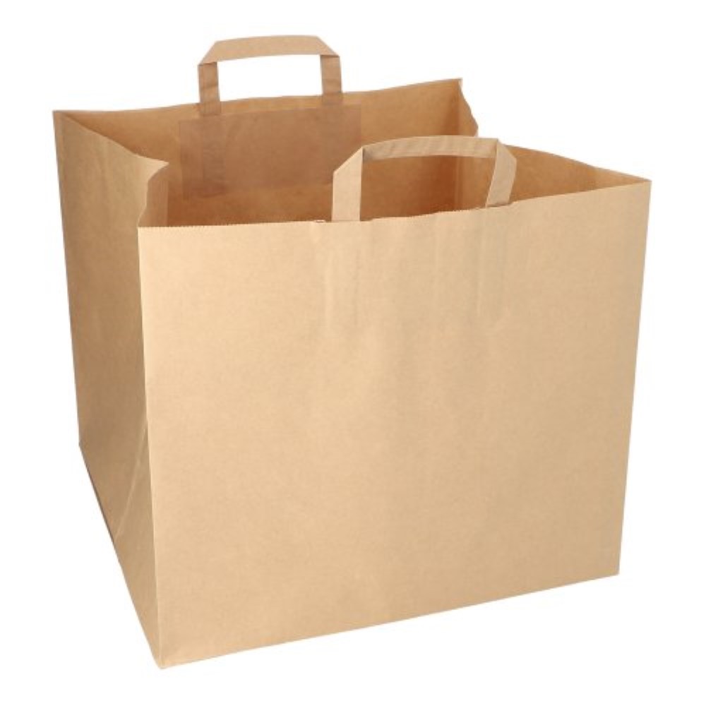 25 Tragetaschen, Papier XXL 33 cm x 37 cm x 34,5 cm braun mit Tragegriff