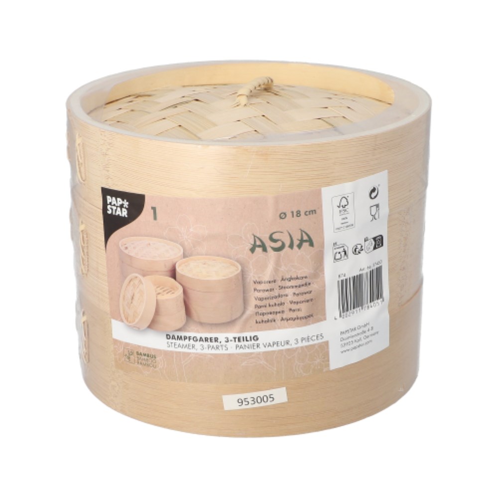 Dampfgarer Bambus "ASIA" Ø 18 cm · 13,5 cm 3-teilig