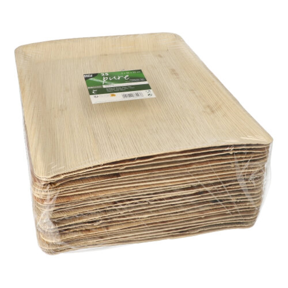 25 Tabletts, Palmblatt "pure" eckig 2 cm x 26 cm x 32 cm 25 Tabletts, Palmblatt "pure" eckig 2 cm x 26 cm x 32 cm