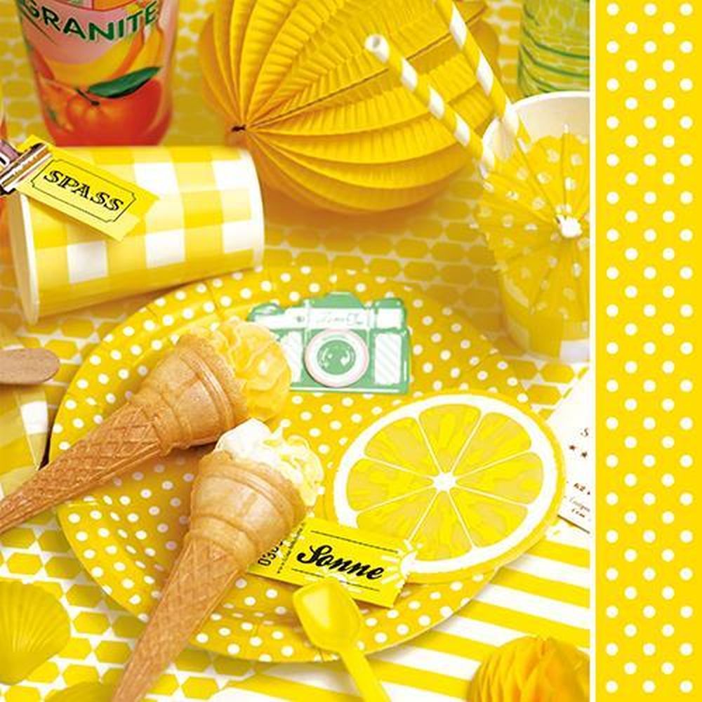 20 Servietten, 3-lagig "Design Edition" 1/4-Falz 33 cm x 33 cm "Sunny Side"