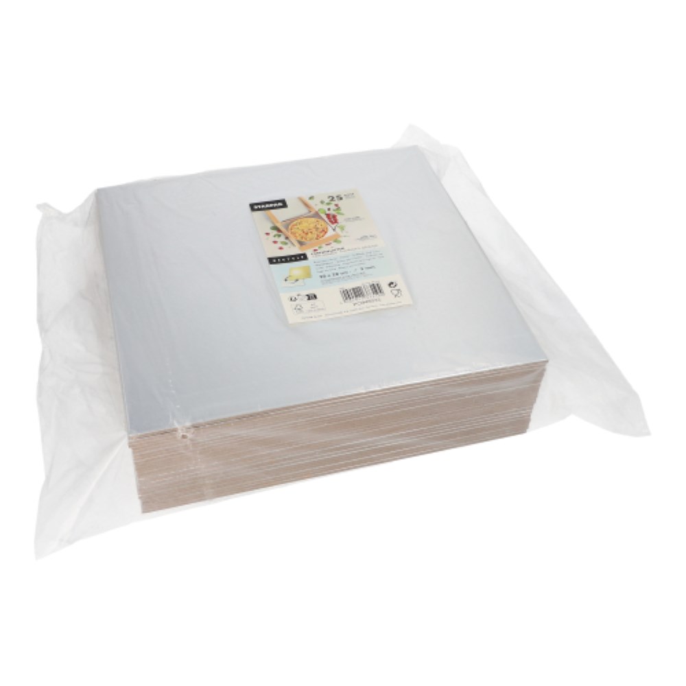 25 Tortenplatten eckig 0,3 cm x 28 cm x 28 cm gold/silber