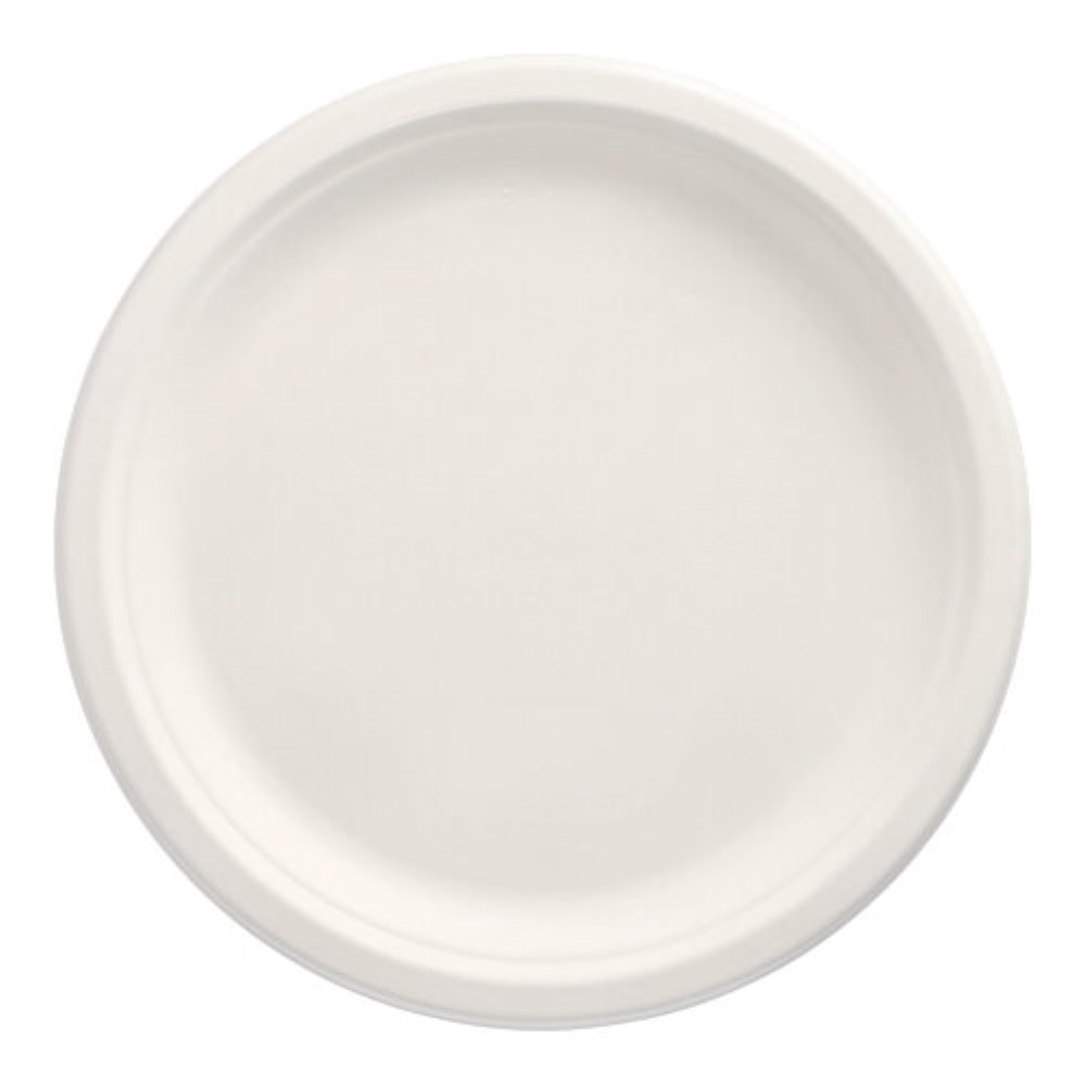 12 Teller, Zuckerrohr "pure" ungeteilt Ø 26 cm · 2 cm weiss