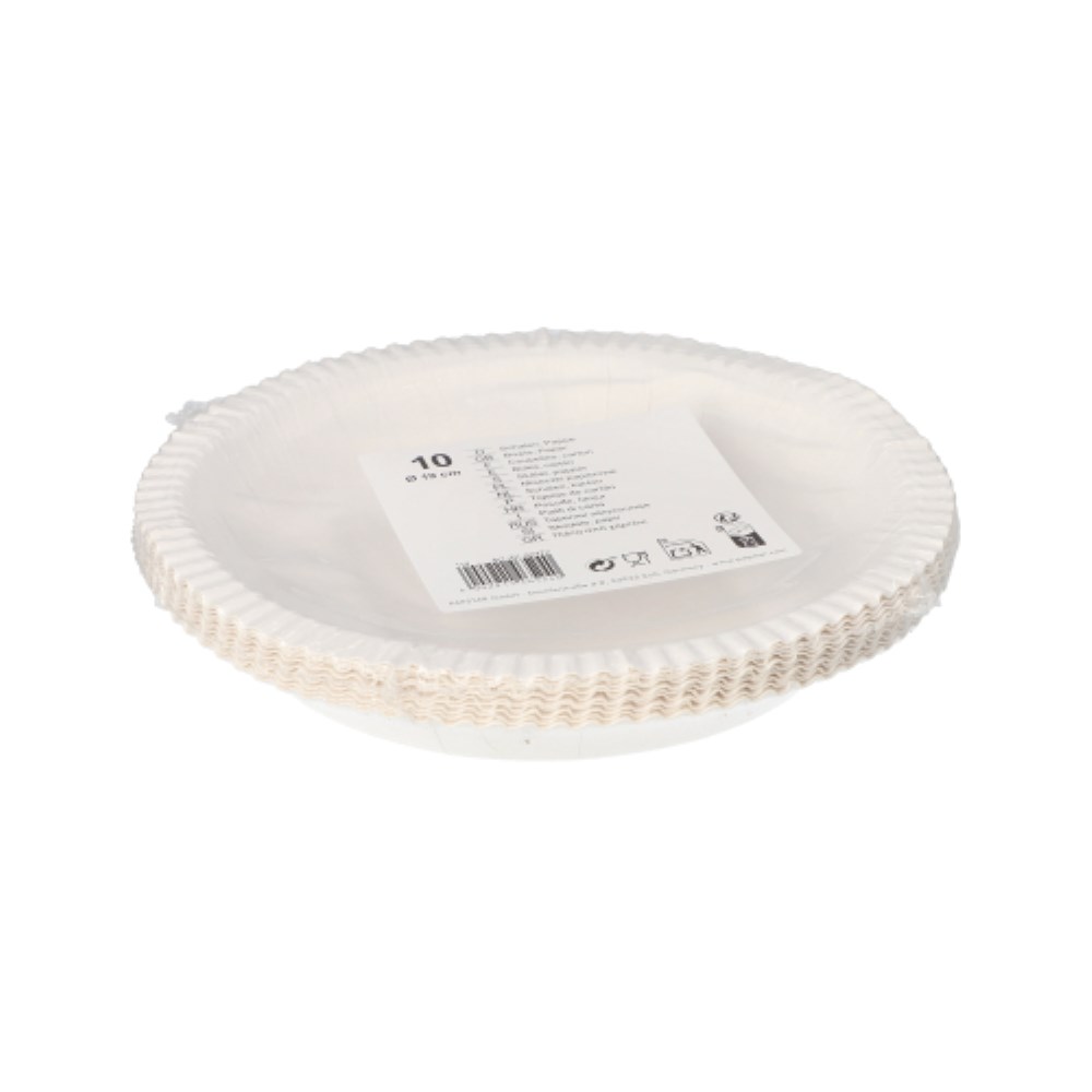 10 Schalen, Pappe rund Ø 19 cm · 2,4 cm weiss