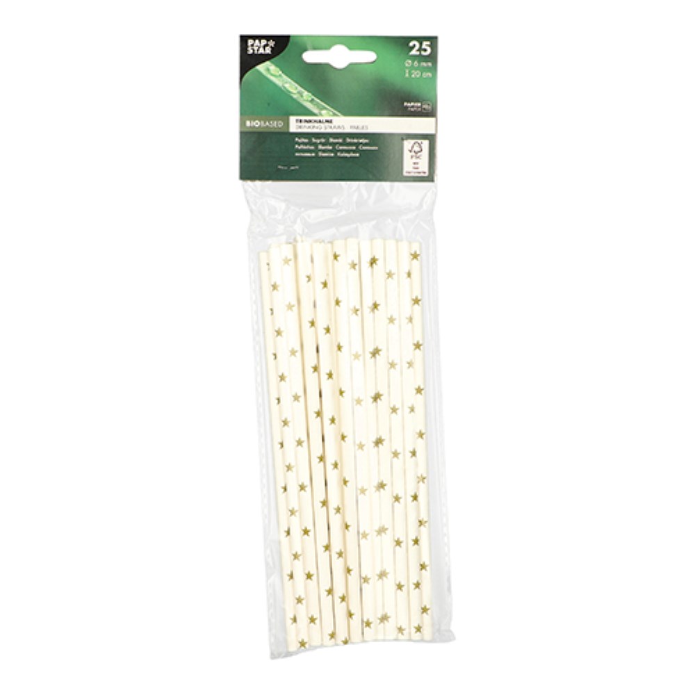 25 Trinkhalme, Papier Ø 6 mm · 20 cm "Stars"