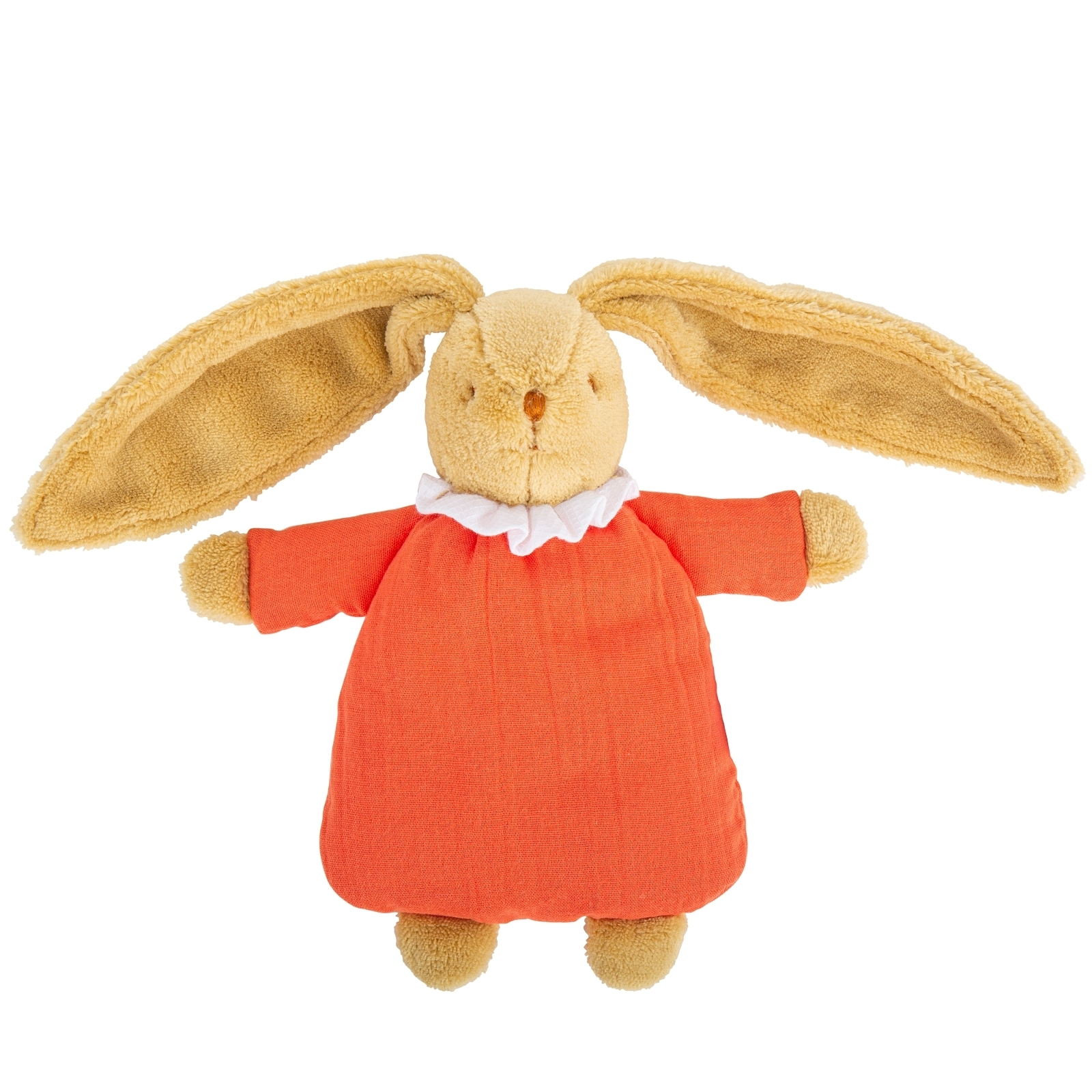 Kuschelhase mit Rassel 20Cm - Orange Organic Cotton