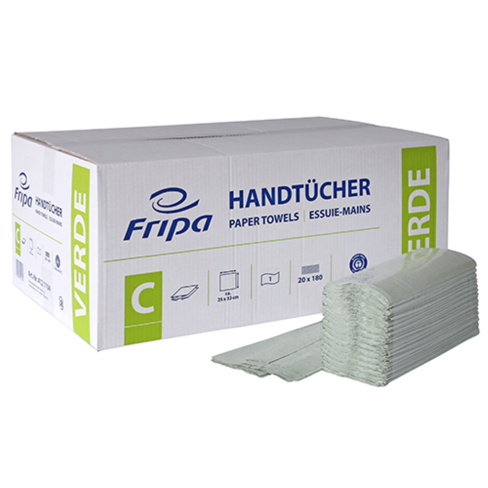 3600 Blatt Handtuchpapier C-Falz 33 cm x 25 cm grün 1-lagig (20 x 180)