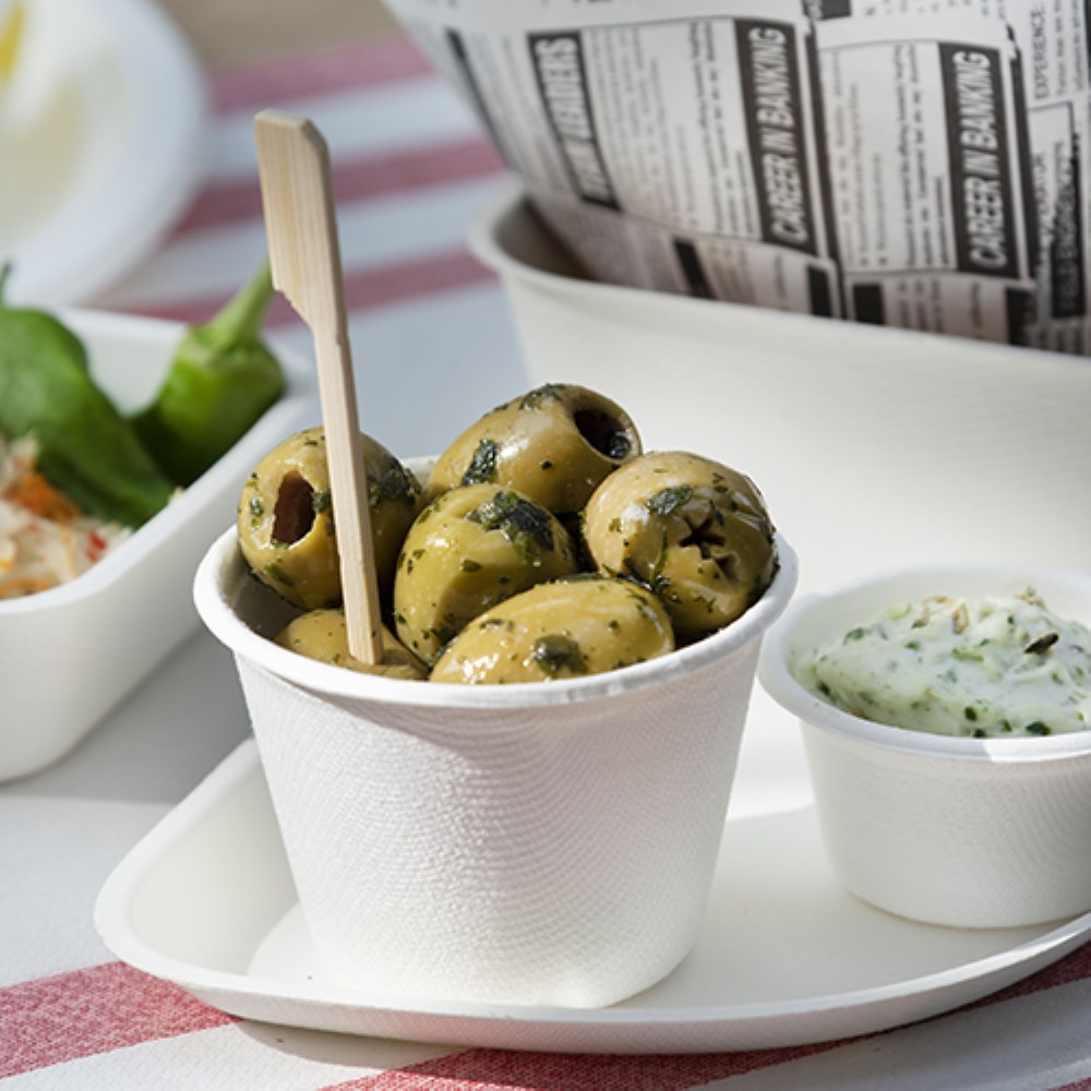 50 Fingerfood - Schalen, Zuckerrohr "pure" eckig 50 ml 3,8 cm x 4,6 cm x 4,6 cm weiss
