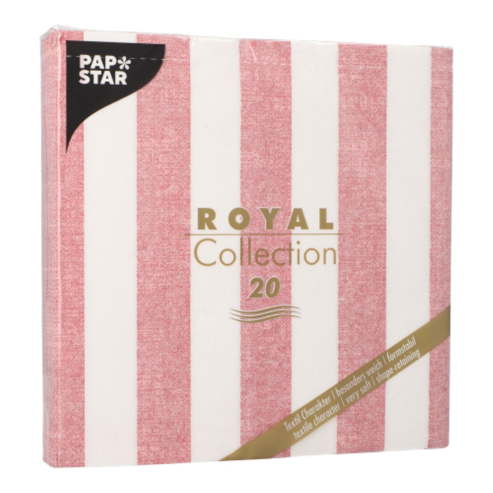 20 Servietten "ROYAL Collection" 1/4-Falz 40 cm x 40 cm bordeaux "Lines"
