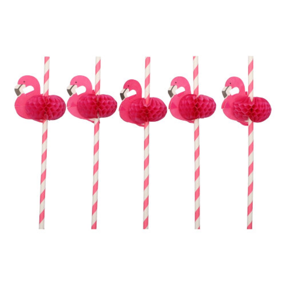 50 Trinkhalme, Papier Ø 6 mm · 20 cm pink "Flamingo"