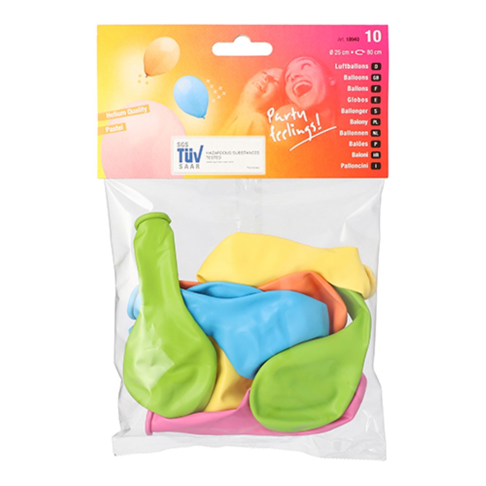10 Luftballons Ø 25 cm farbig sortiert "Pastel"
