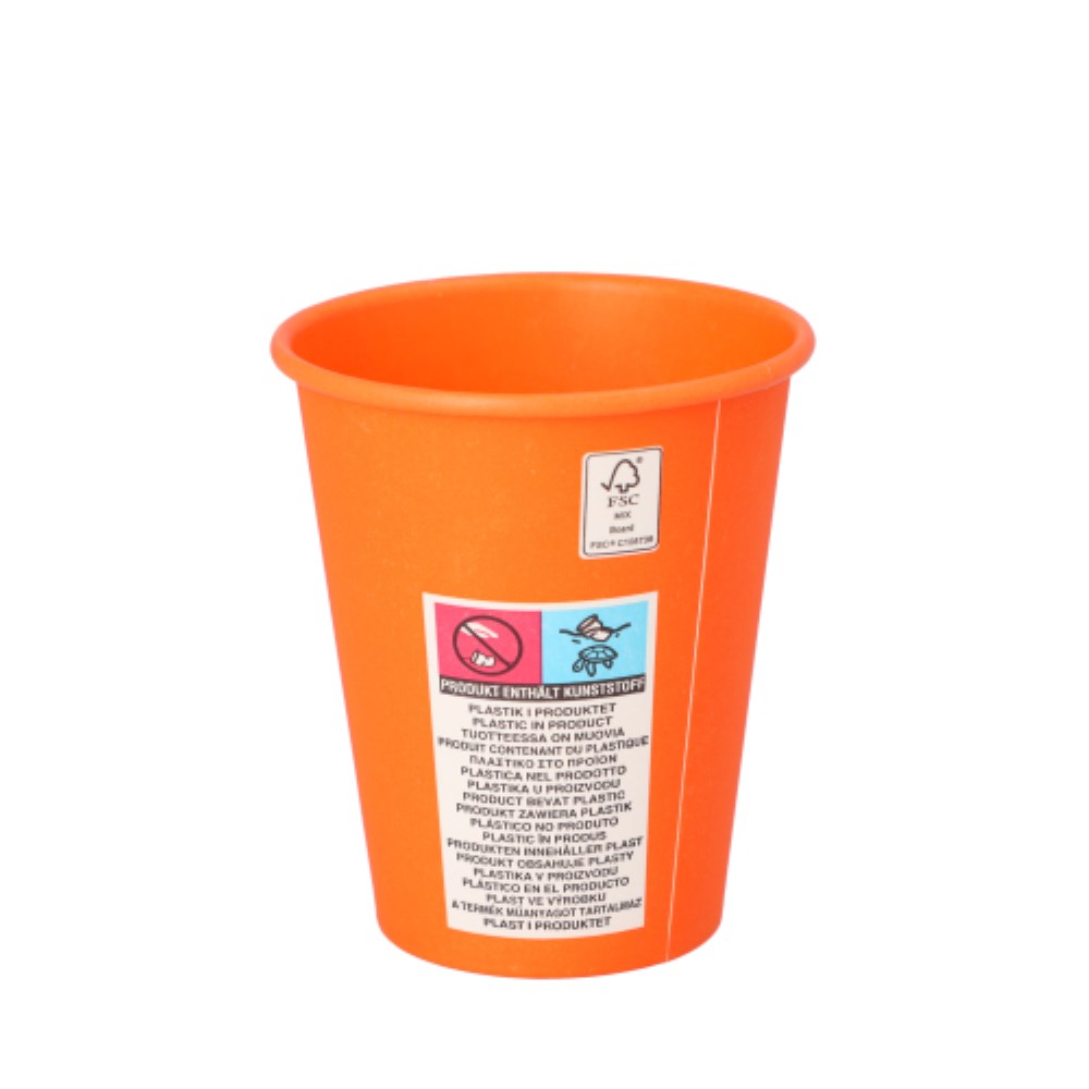50 Trinkbecher, Pappe "To Go" 0,2 l Ø 8 cm · 9,2 cm orange