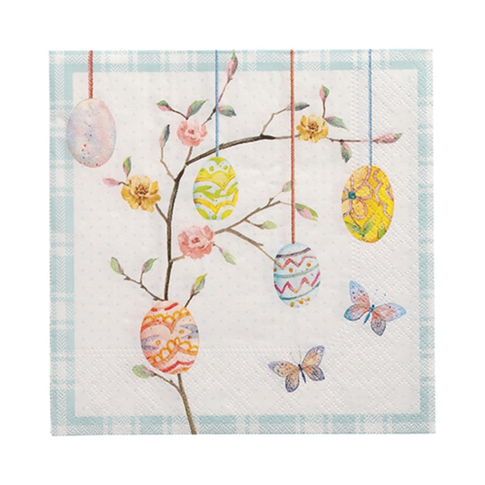 20 Servietten, 3-lagig 1/4-Falz 33 cm x 33 cm "Easter Branch"