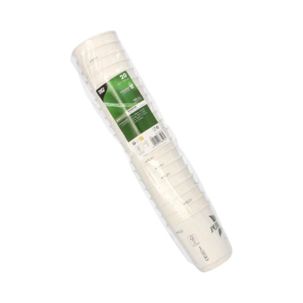 20 Trinkbecher, Pappe 0,2 l Ø 8 cm · 9 cm weiss "Pure Joy" doppelwandig