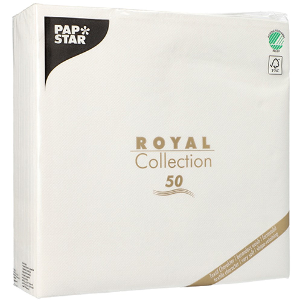 50 Servietten "ROYAL Collection" 1/4-Falz 48 cm x 48 cm weiss