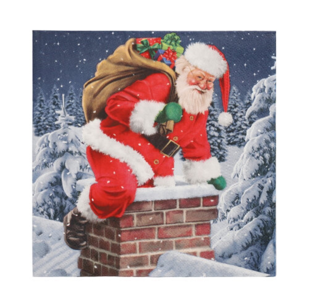 20 Servietten, 3-lagig 1/4-Falz 33 cm x 33 cm "Down the Chimney"