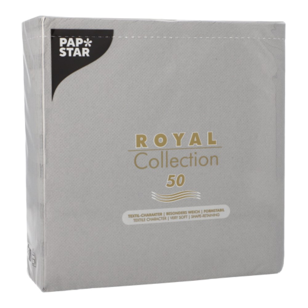 50 Servietten "ROYAL Collection" 1/4-Falz 40 cm x 40 cm steingrau
