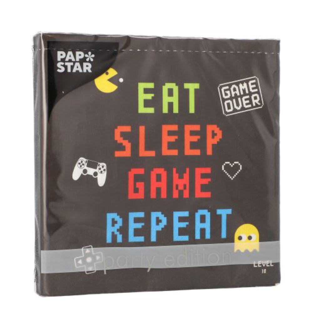 20 Servietten, 3-lagig 1/4-Falz 33 cm x 33 cm "Gamer"