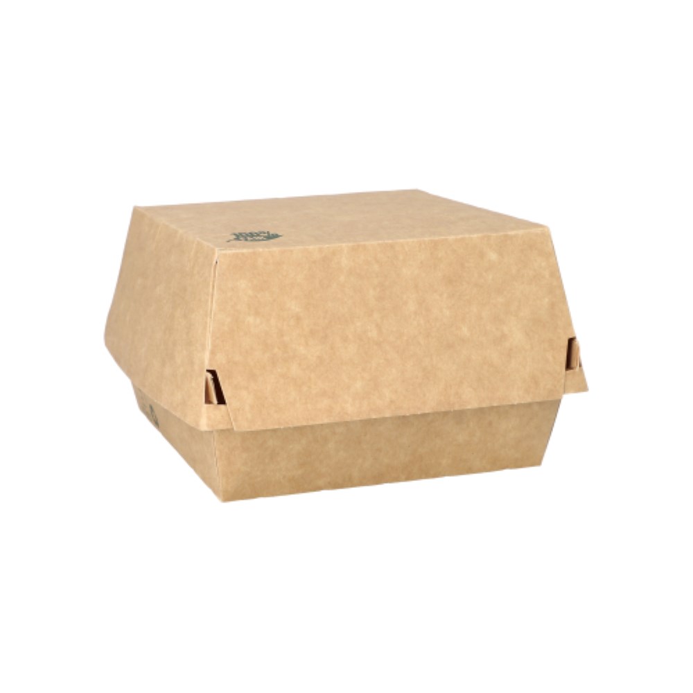 80 Burgerboxen, Pappe 7,8 cm x 11,5 cm x 11 cm braun "100% Fair" groß