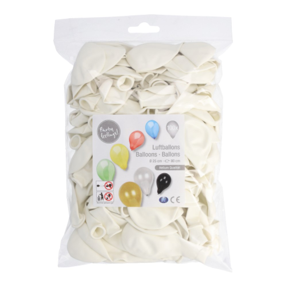 100 Luftballons Ø 25 cm weiss