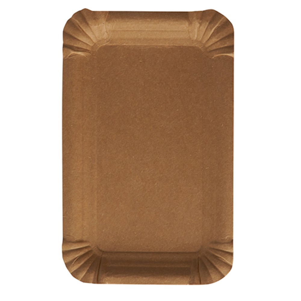 250 Teller, Pappe "pure" eckig 10 cm x 16 cm braun