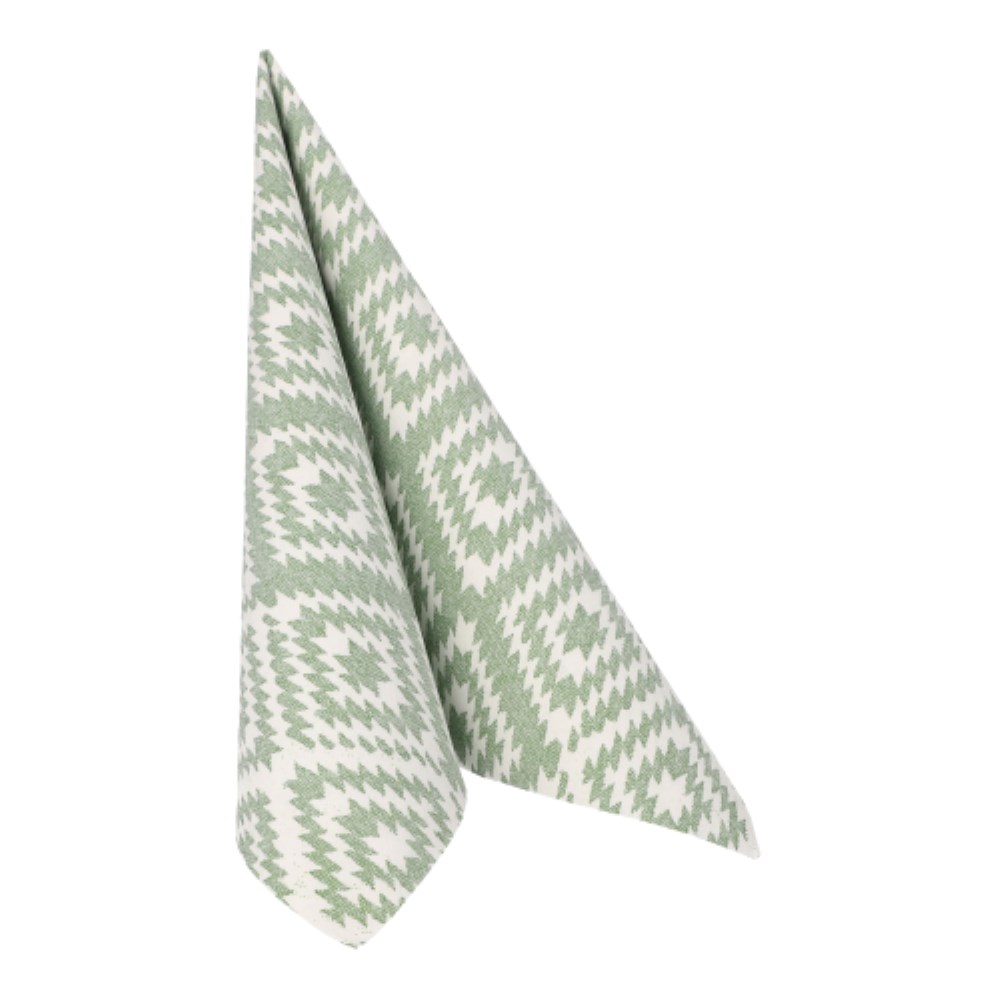 20 Servietten "ROYAL Collection" 1/4-Falz 40 cm x 40 cm dunkelgrün "Ethnic Look"