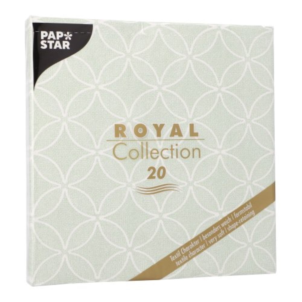20 Servietten "ROYAL Collection" 1/4-Falz 40 cm x 40 cm jadegrün "Circle Flowers"
