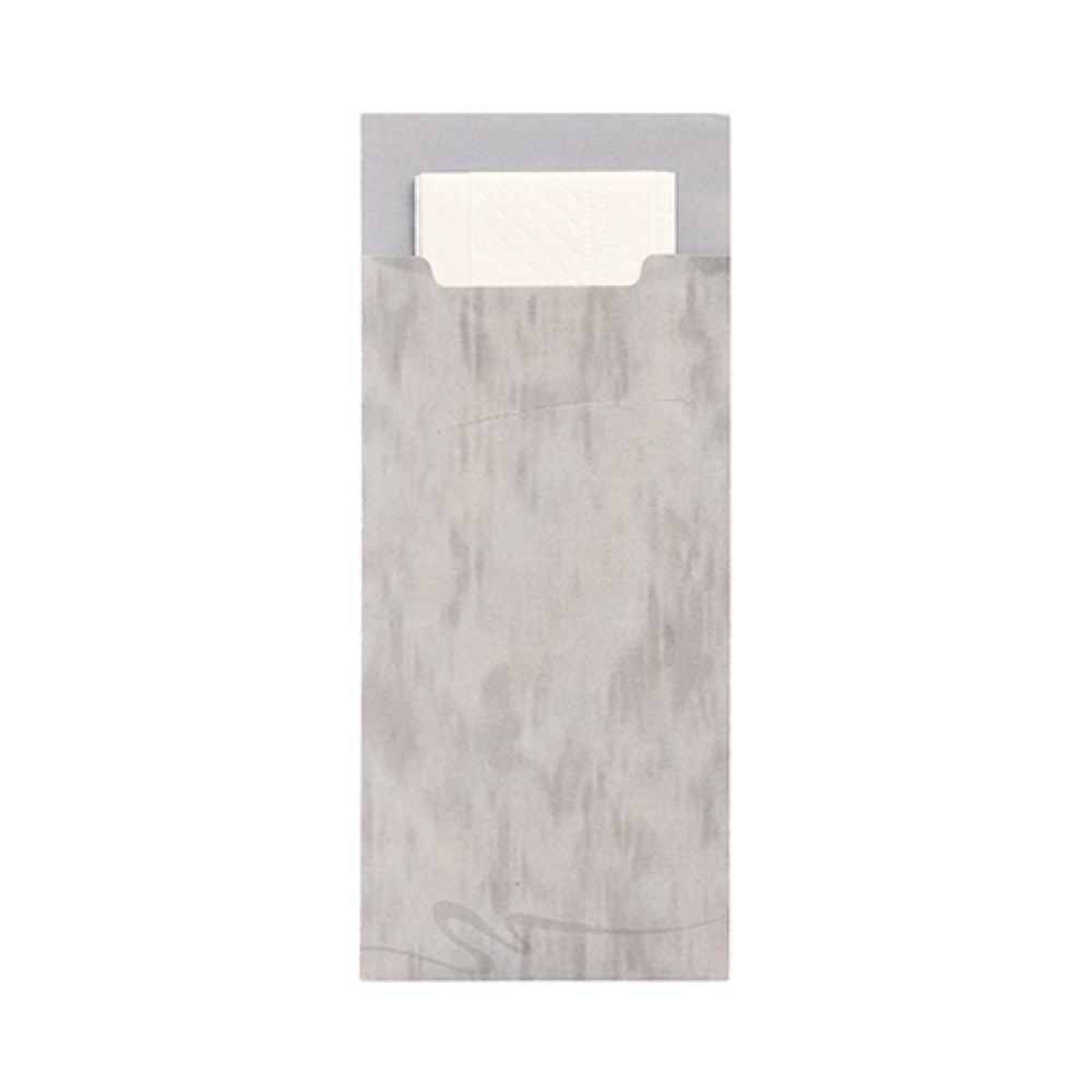 520 Bestecktaschen 20 cm x 8,5 cm grau inkl. weißer Serviette