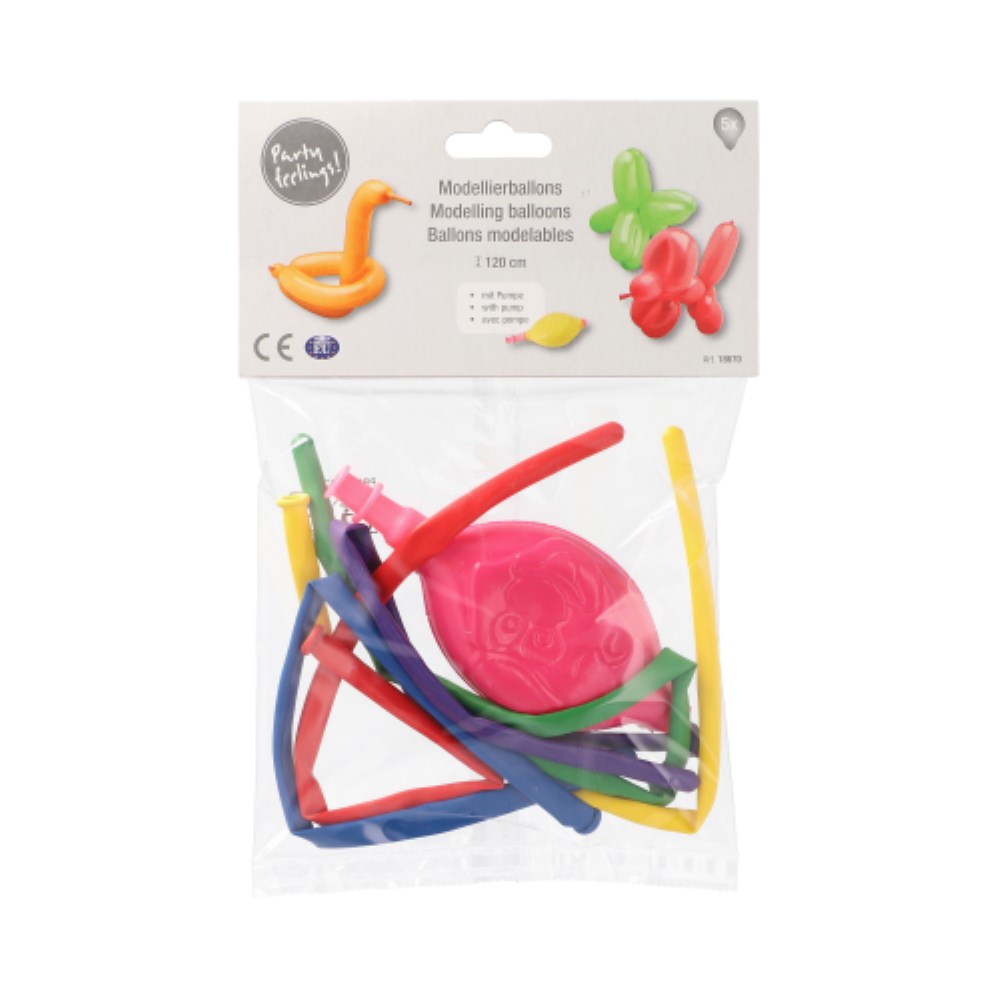5 Modellierballons 120 cm farbig sortiert mit Pumpe