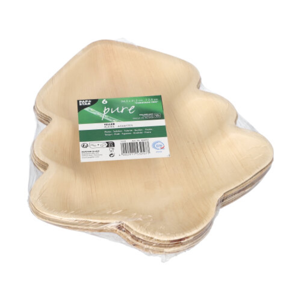 6 Teller, Palmblatt "pure" 2,5 cm x 24,3 cm x 21,2 cm Weihnachtsbaum