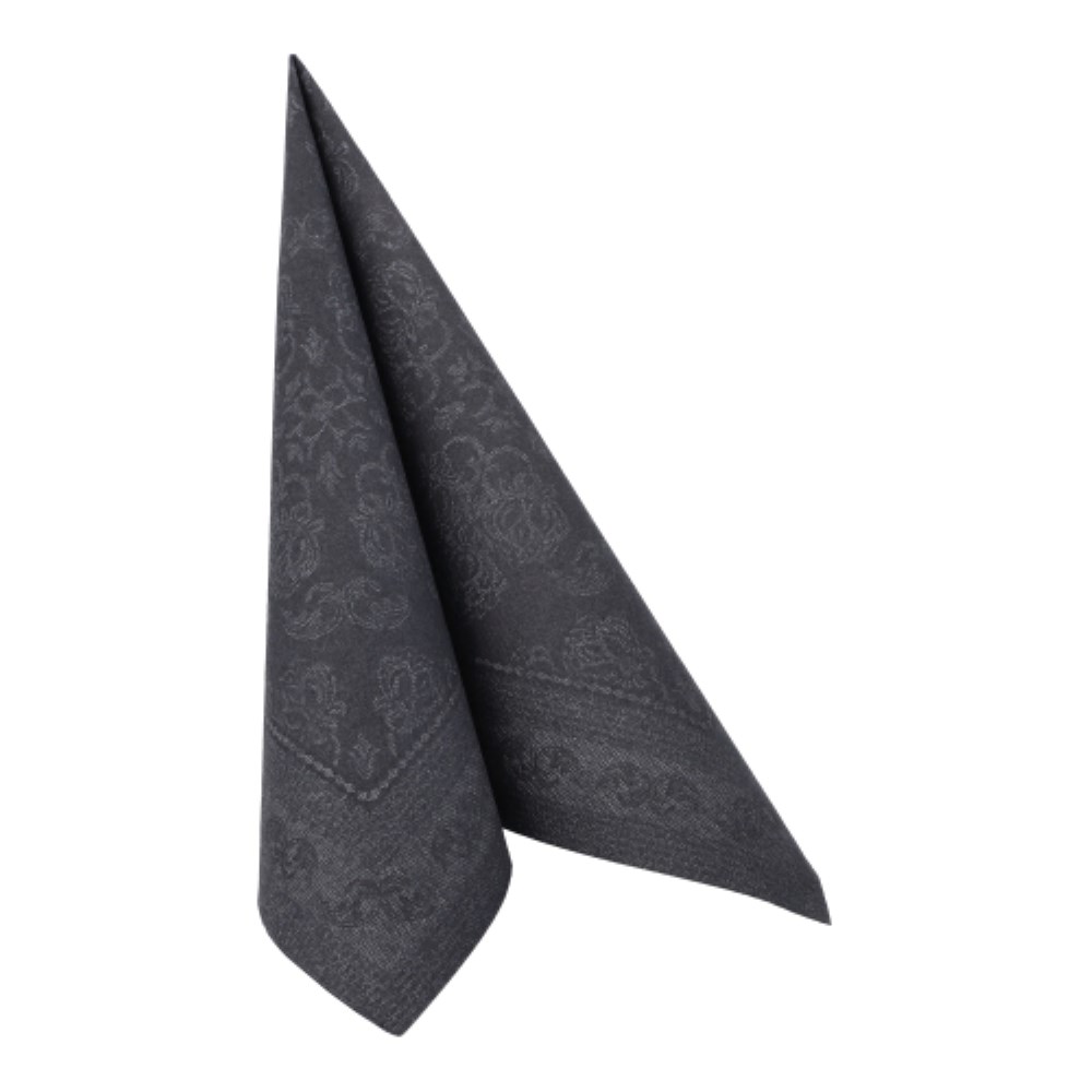 50 Servietten "ROYAL Collection" 1/4-Falz 40 cm x 40 cm schwarz "Arabesque"