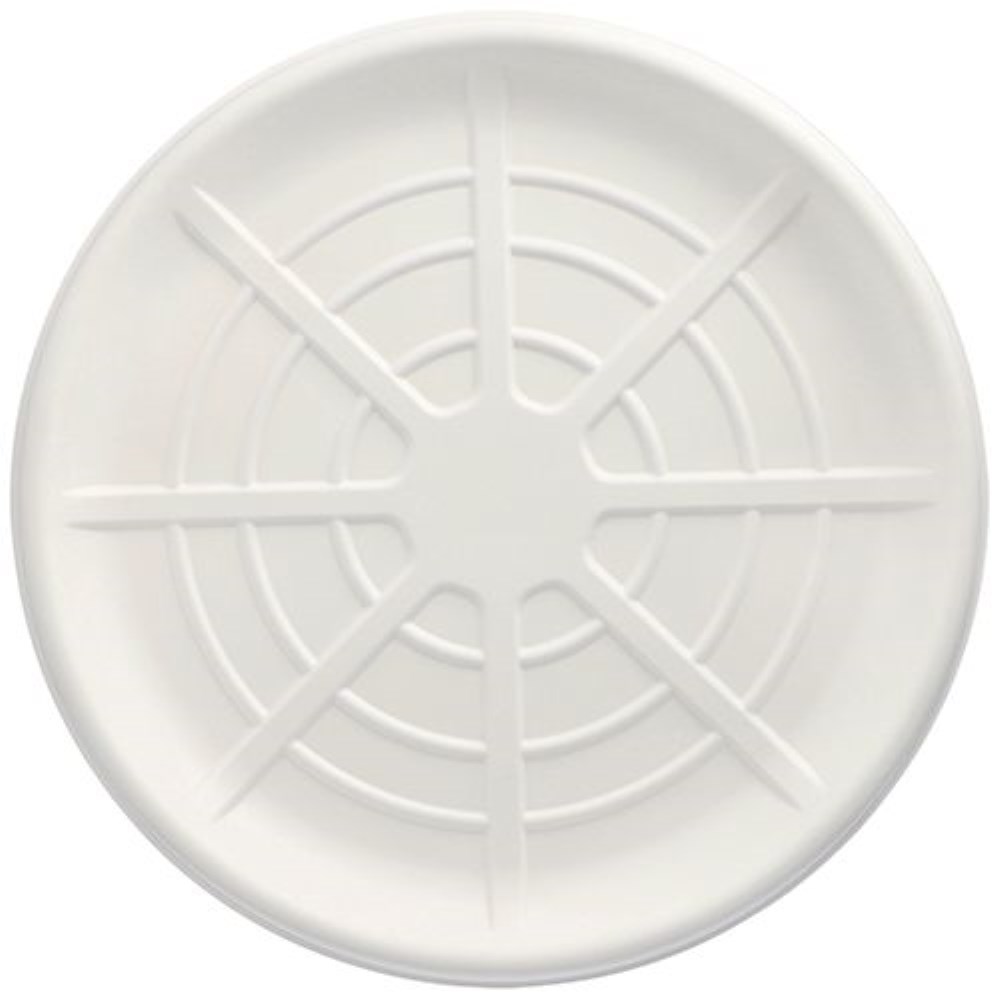 25 Servierplatten, Zuckerrohr "pure" rund Ø 47 cm weiss für Meeresfrüchte