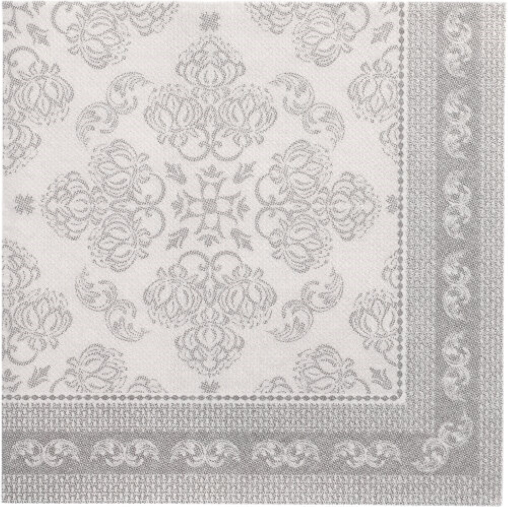 50 Servietten "ROYAL Collection" 1/4-Falz 40 cm x 40 cm grau "Arabesque"
