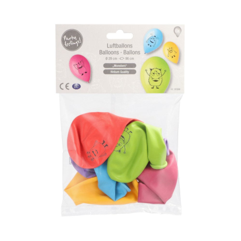 6 Luftballons Ø 29 cm farbig sortiert "Monsters"