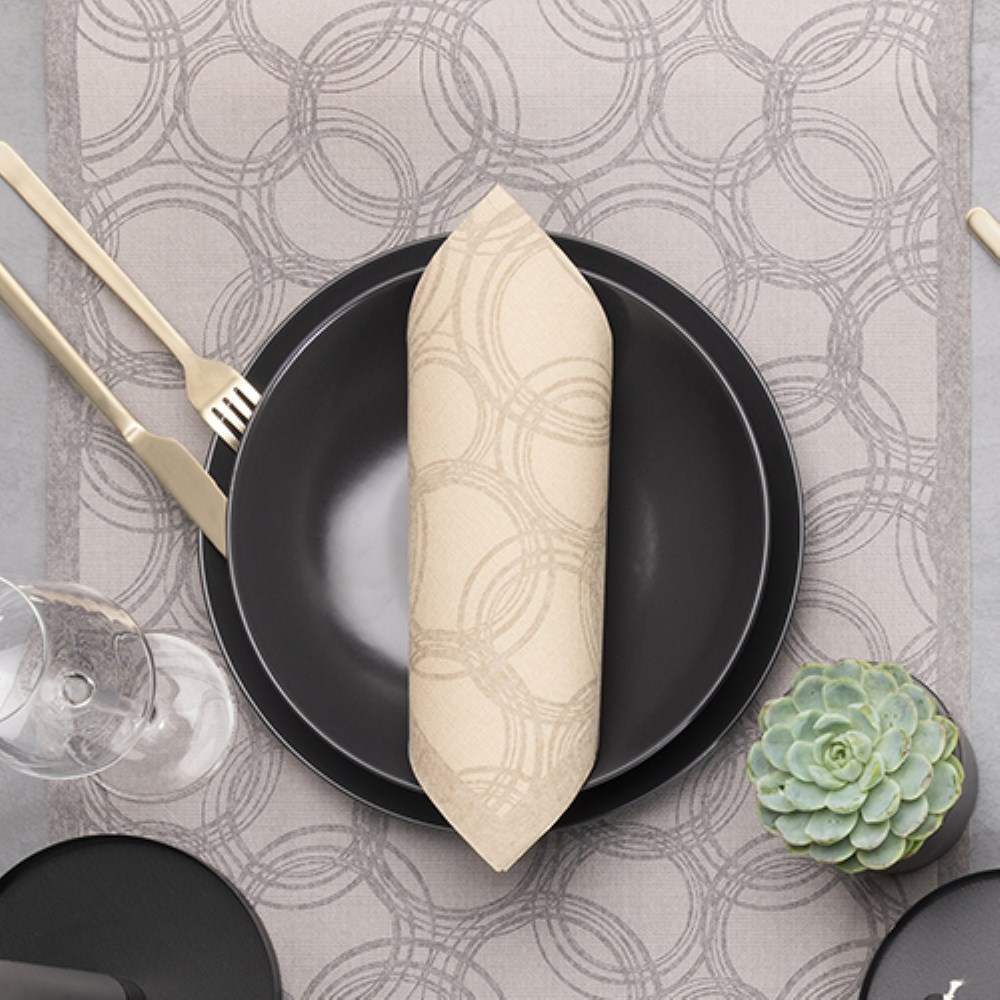 50 Servietten "ROYAL Collection" 1/4-Falz 40 cm x 40 cm sand "Bubbles"