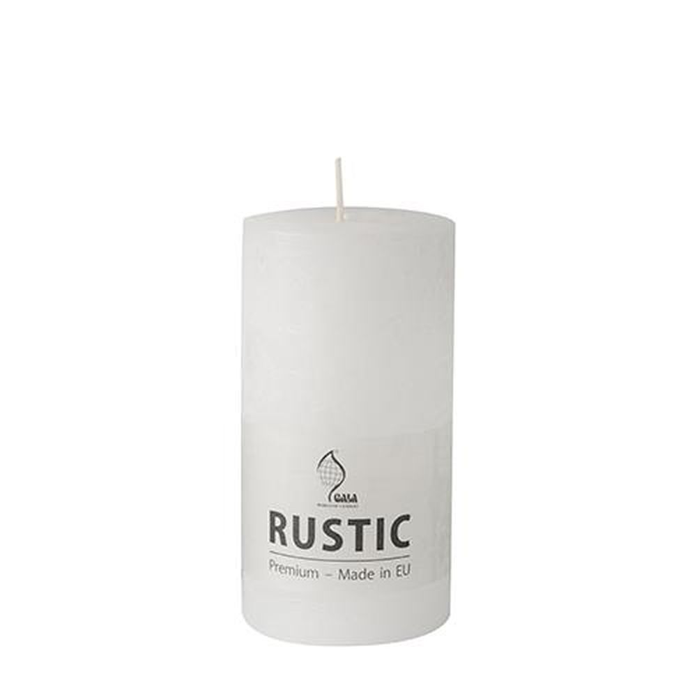 Zylinderkerze Ø 68 mm · 130 mm weiss "Rustic" durchgefärbt
