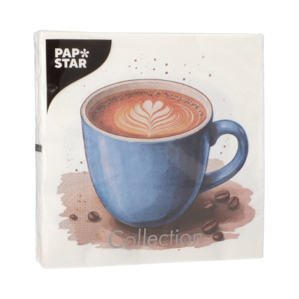 20 Servietten, 3-lagig 1/4-Falz 33 cm x 33 cm "Cup of Coffee"