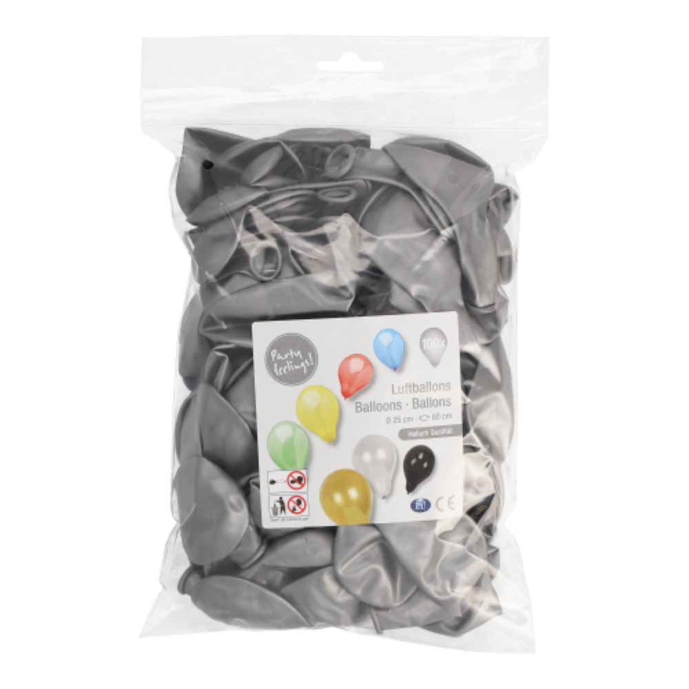 100 Luftballons Ø 25 cm silber