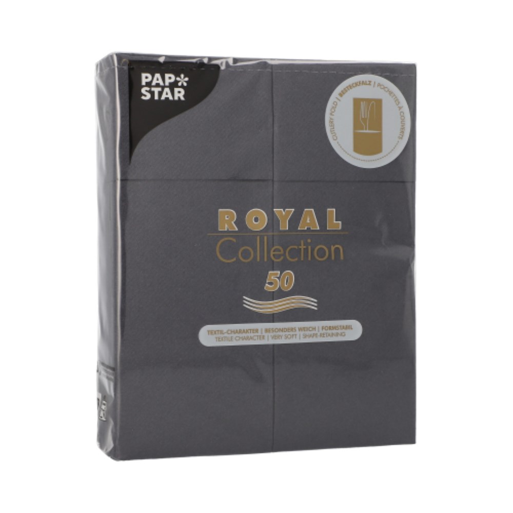50 Servietten "ROYAL Collection" 40 cm x 30 cm schwarz mit Besteckfalz