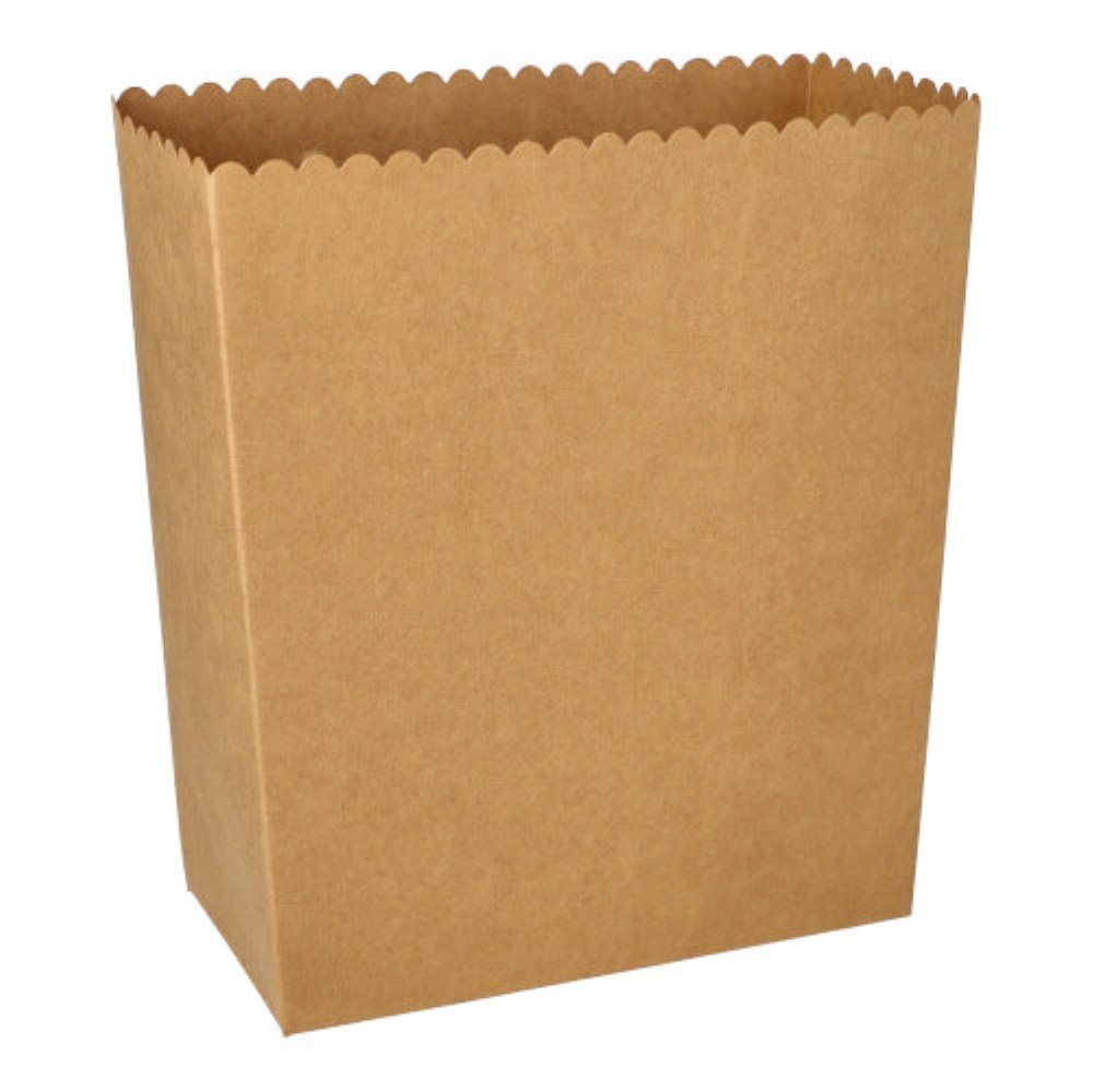 50 Popcorn-Boxen Pappe "pure" eckig 2400 ml 19,2 cm x 15,8 cm x 8 cm braun groß