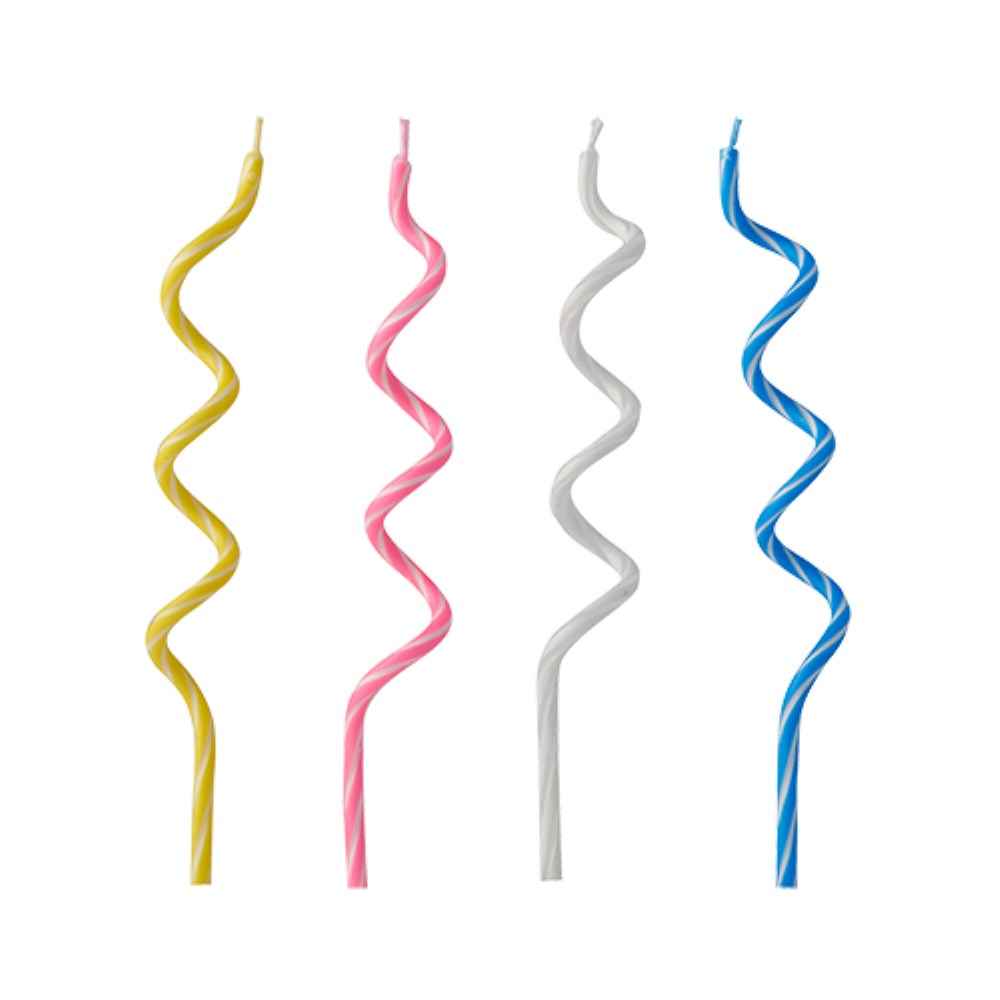12 Geburtstagskerzen 12,5 cm farbig sortiert "Spirale"