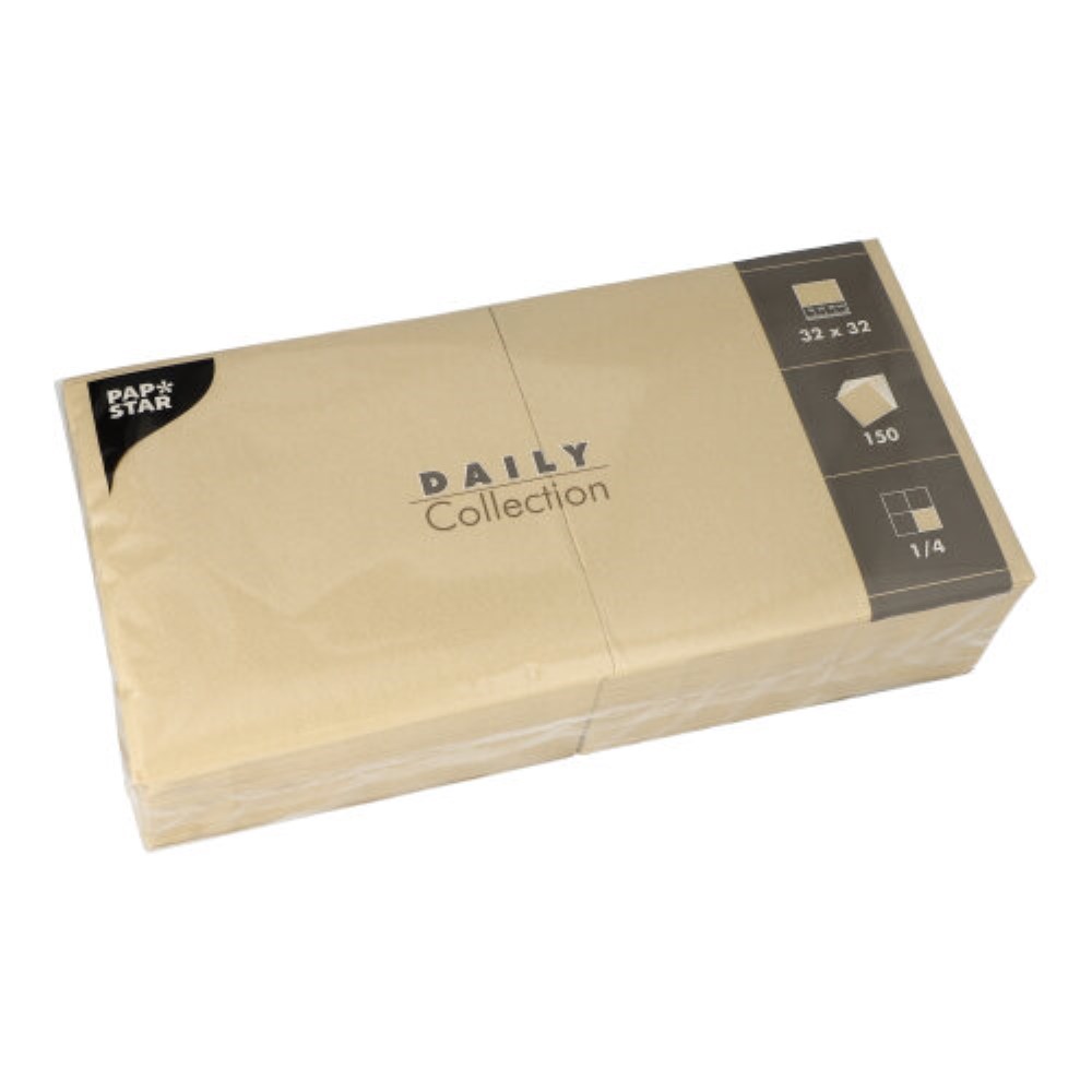 150 Servietten "DAILY Collection" 1/4-Falz 32 cm x 32 cm sand
