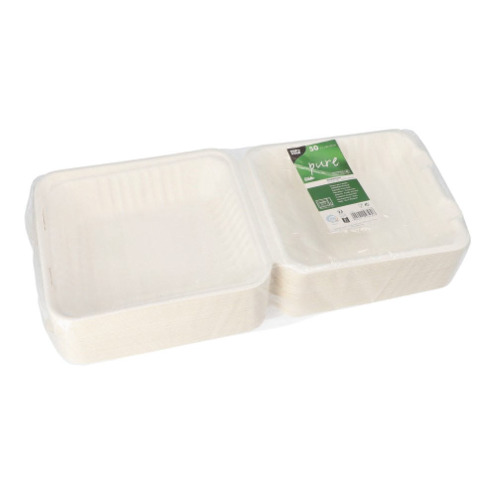 50 Menüboxen, Zuckerrohr "pure" ungeteilt 7,7 cm x 20 cm x 22 cm weiss