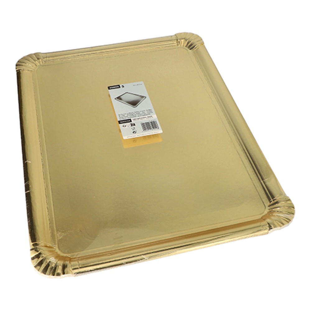 5 Servierplatten, Pappe, PET-beschichtet eckig 34 cm x 45,5 cm gold 5 Servierplatten, Pappe, PET-beschichtet eckig 34 cm x 45,5 cm gold